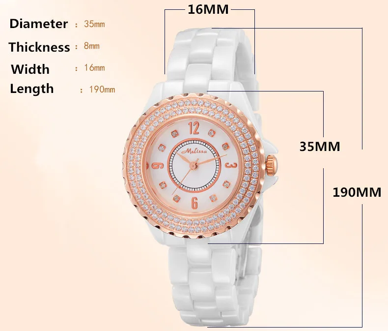 MELISSA Brand Designer Full Ceramic Bracelet Watch Healthy Anti-allergy Women Dress Wristwatch Crystals Reloj Montre Femme F8011
MELISSA Brand Designer Full Ceramic Bracelet Watch Healthy Anti-allergy Women Dress Wristwatch Crystals Reloj Montre Femme F8011