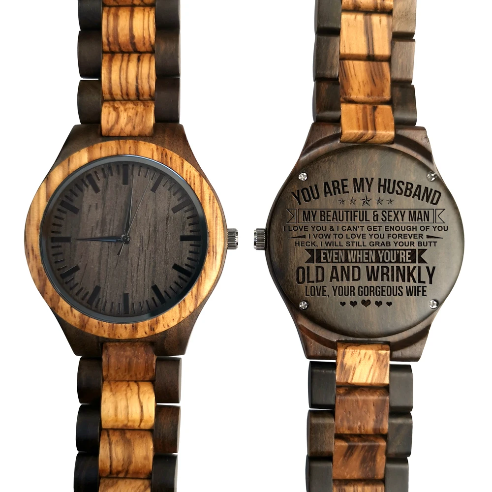 TO MY HUSBAND MEETING YOU WAS FATE BECOMING YOUR WIFE WAS A CHOICE ENGRAVED WOODEN WATCH
TO MY HUSBAND MEETING YOU WAS FATE BECOMING YOUR WIFE WAS A CHOICE ENGRAVED WOODEN WATCH