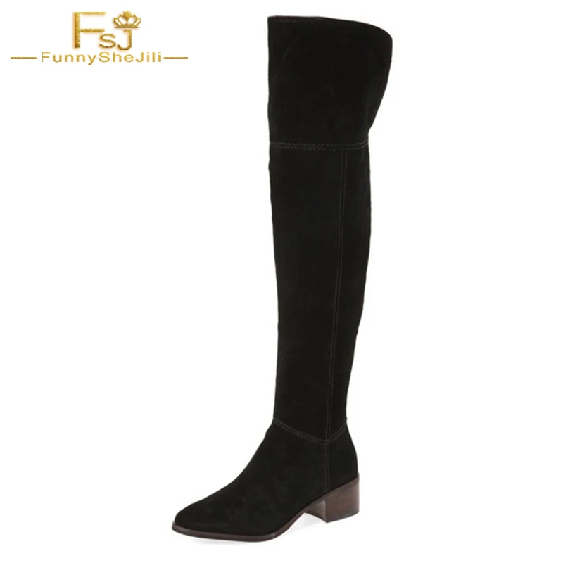 FSJ Retro Black Suede Women Over-the-knee Boots Fashion Pointed Toe Low Chunky Heel Party Date Ladies Long Booties 2021 Winter
FSJ Retro Black Suede Women Over-the-knee Boots Fashion Pointed Toe Low Chunky Heel Party Date Ladies Long Booties 2021 Winter