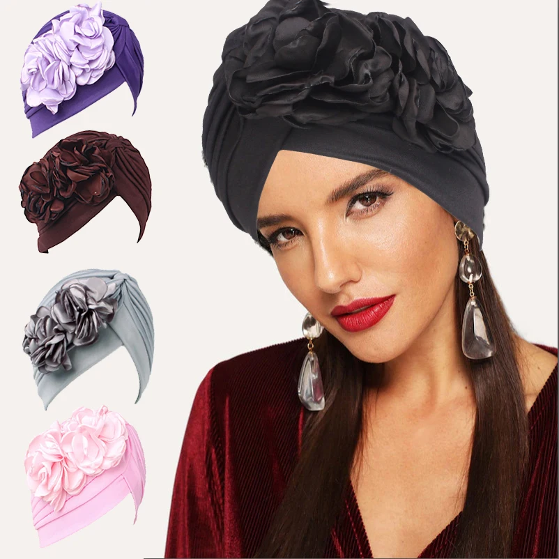 Woman Black Turban Headband Solid Hairwrap Hair Accessories Female Headwear Cotton Women Flowers Turbans For Girl 2019 Wrap |