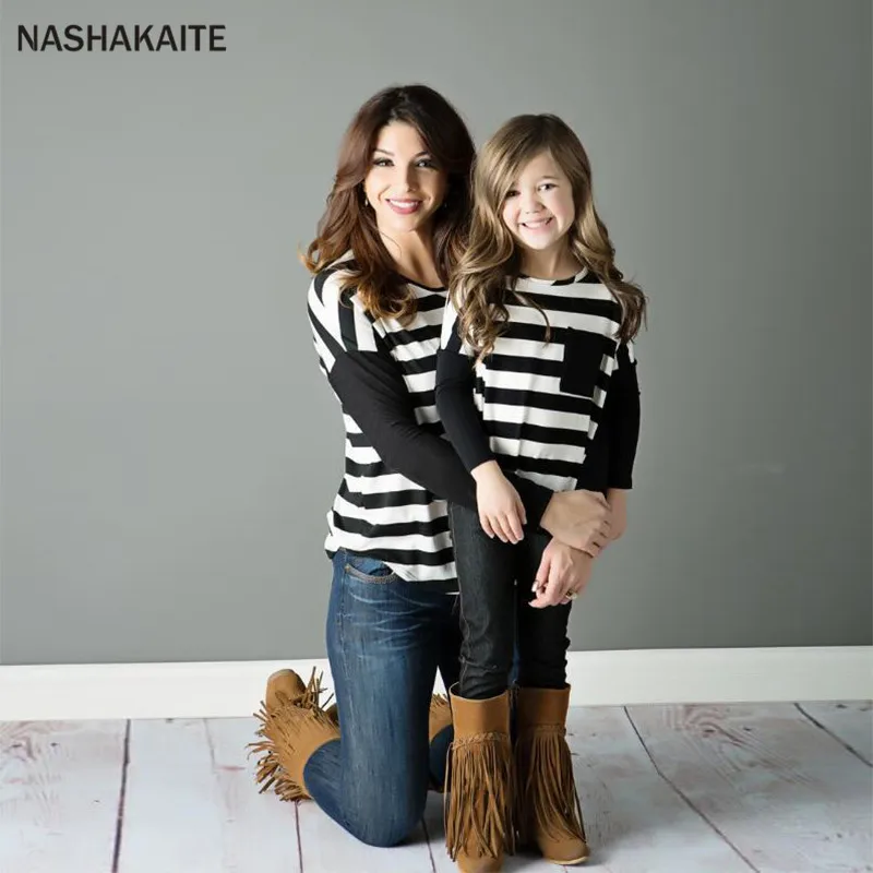 NASHAKAITE Mommy and me clothes Patch Pocket Striped Top Autumn Winter Long Sleeve Tee mom and daughter matching clothes
NASHAKAITE Mommy and me clothes Patch Pocket Striped Top Autumn Winter Long Sleeve Tee mom and daughter matching clothes