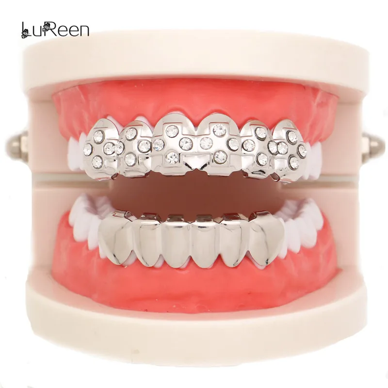 LuReen Punk Gold Teeth Grillz For Men Top Bottom Silver Color Cross Rhinestone Grills Set Tooth Caps Fashion Jewelry Gift
LuReen Punk Gold Teeth Grillz For Men Top Bottom Silver Color Cross Rhinestone Grills Set Tooth Caps Fashion Jewelry Gift