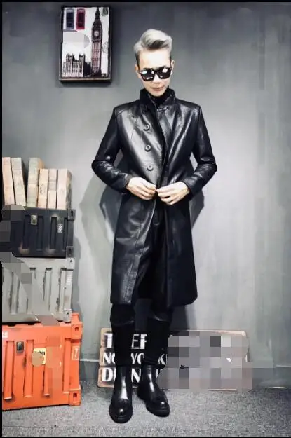 Leather overcoat men's thicker hair stylist club long Korean version of slim windbreaker PU leather super long coat
Leather overcoat men's thicker hair stylist club long Korean version of slim windbreaker PU leather super long coat