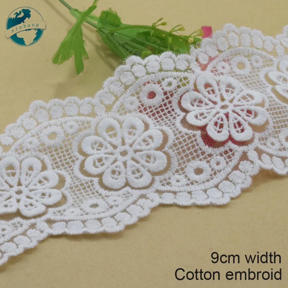 3yards 9cm white lace cotton embroidery lace french lace ribbon fabric guipure diy trims warp knitting sewing Accessories#3751
3yards 9cm white lace cotton embroidery lace french lace ribbon fabric guipure diy trims warp knitting sewing Accessories#3751