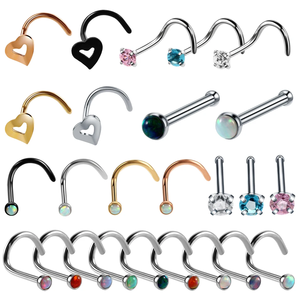 1PC Steel Nose Rings Nostril Earrings Piercings Opal Nose Pin Nazir Screw Piercings Prong Gem Nose Stud Rings Body Jewelry 20G
1PC Steel Nose Rings Nostril Earrings Piercings Opal Nose Pin Nazir Screw Piercings Prong Gem Nose Stud Rings Body Jewelry 20G