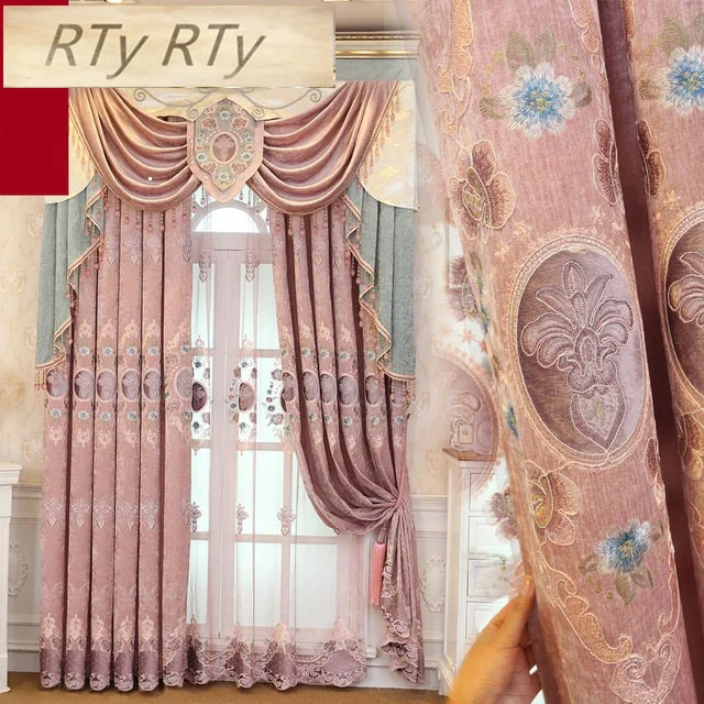 New luxury chenille embroidered curtains finished custom for living room high quality pink blue curtains for bedroom girls room
New luxury chenille embroidered curtains finished custom for living room high quality pink blue curtains for bedroom girls room