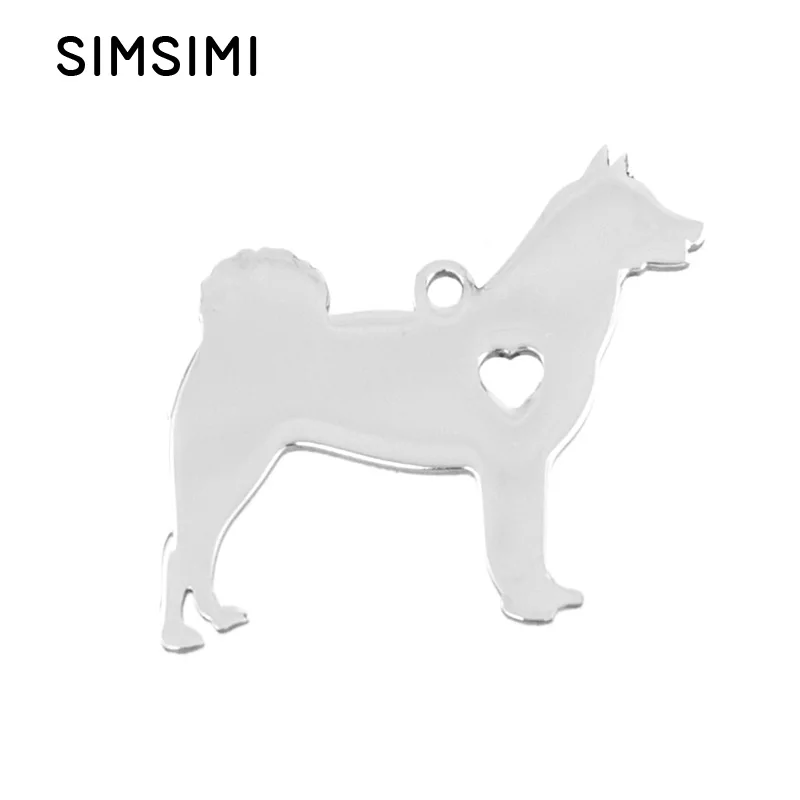 Simsimi Siberian husky Malamute Подвеска из нержавеющей стали для щенка ID пустой собачий ярлык