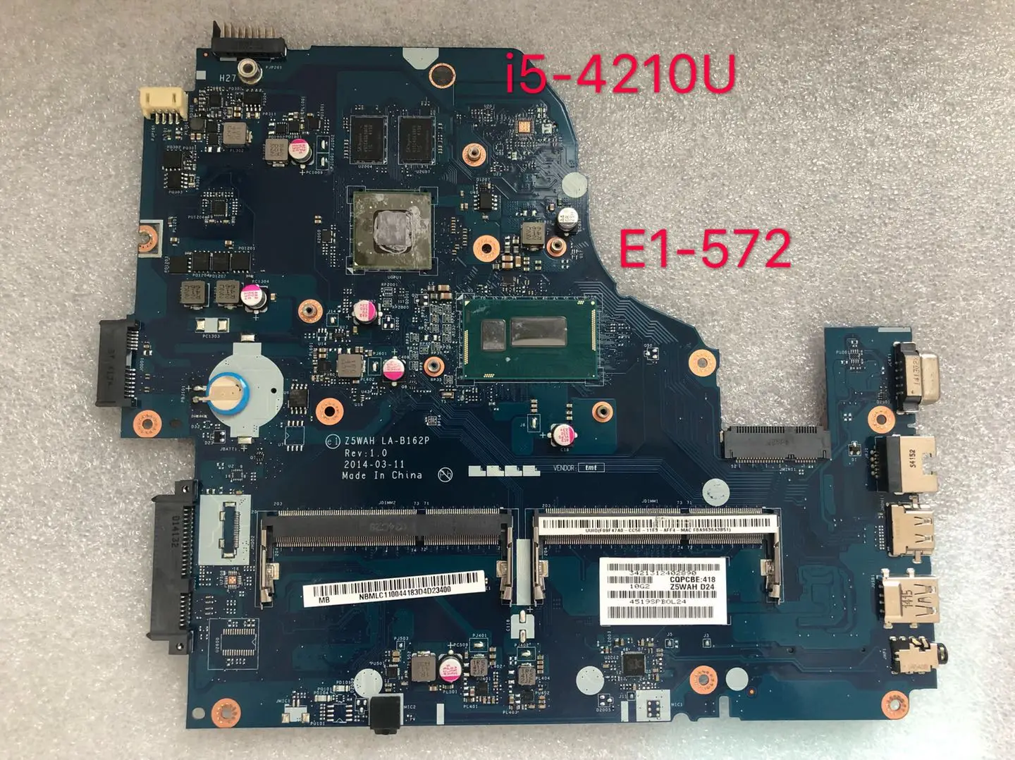 

Z5WAH LA-B162P NBMLC11004 NB. i5-4210U E1-572 MLC11.004 Principal board For ACER Aspire Laptop Motherboard NVIDIA 840 Mainboard