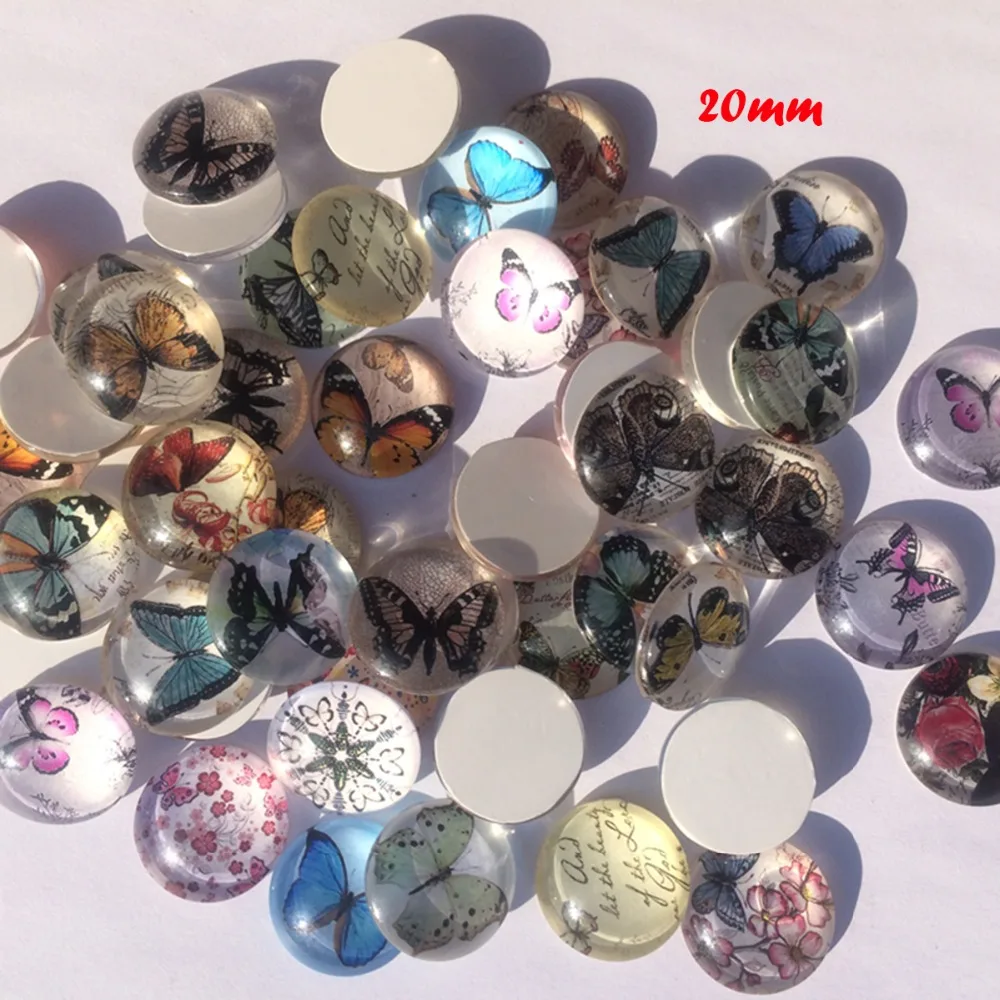50pcs/lot 20mm butterfly pattern design glass Cabochons for Jewel Making (Mixed design,Flat Back)
50pcs/lot 20mm butterfly pattern design glass Cabochons for Jewel Making (Mixed design,Flat Back)