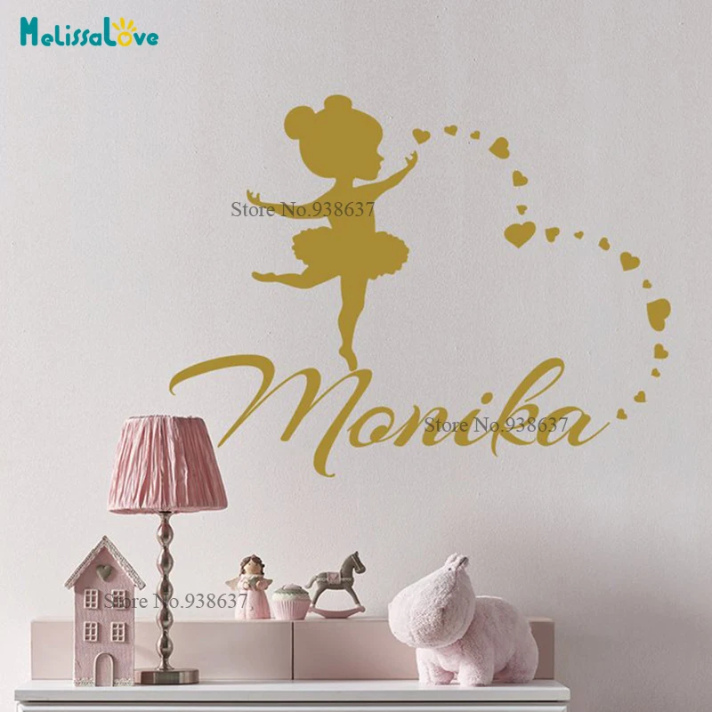 Ballerina Girl Custom Name Sticker Cartoon Whale Personlised Baby Room Decal Nursery Wall Decoration BA017 | Дом и сад