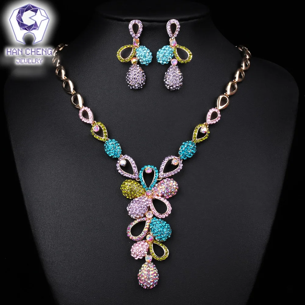 HanCheng Water Drop Pendant Necklace Earrings Crystal Rhinestone Necklace Set Women Jewelry Sets & more Golden leagtha collier
HanCheng Water Drop Pendant Necklace Earrings Crystal Rhinestone Necklace Set Women Jewelry Sets & more Golden leagtha collier