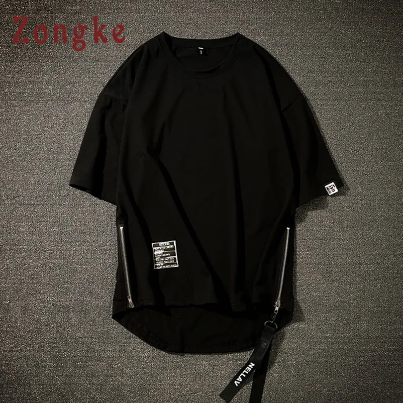 Футболка Zongke Мужская в стиле Харадзюку белый винтажный топ хип хоп одежда на лето