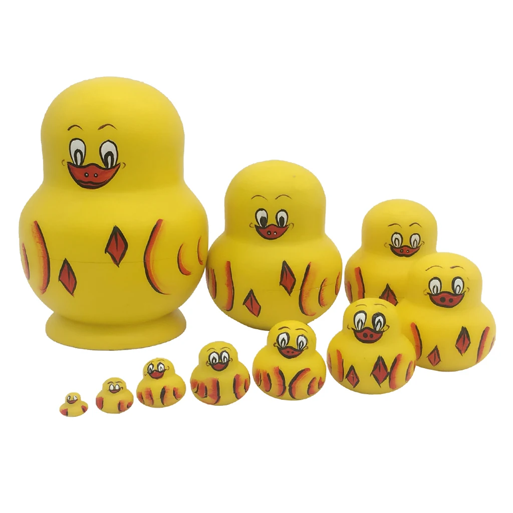 10 Pieces Yellow Handmade Cute Duck Russian Babushka Matryoshka Nesting Dolls Kit Kids Birthday Gift Christmas Ornaments
10 Pieces Yellow Handmade Cute Duck Russian Babushka Matryoshka Nesting Dolls Kit Kids Birthday Gift Christmas Ornaments