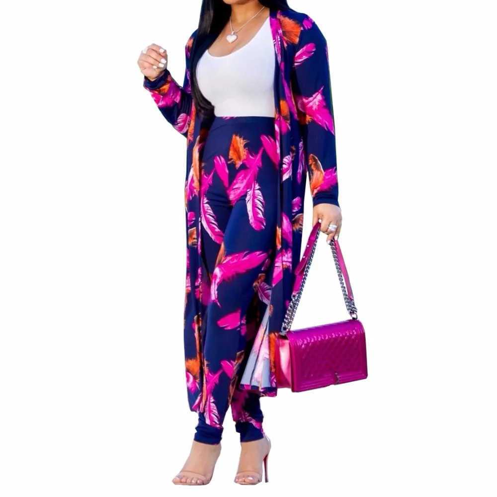 Two Pieces Matching Set Sexy feather Printed 2 Pieces Set Women Clothes 2021 Long Cardigan Tops + Pants Tracksuits Casual
Two Pieces Matching Set Sexy feather Printed 2 Pieces Set Women Clothes 2021 Long Cardigan Tops + Pants Tracksuits Casual