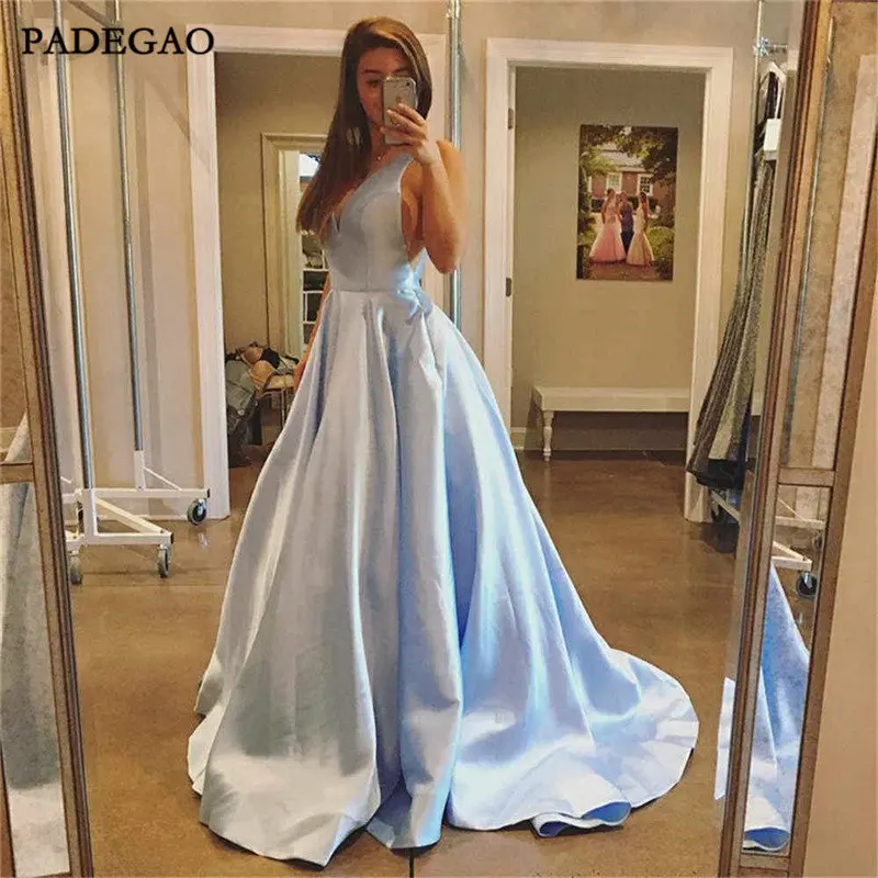 Unique Evening Dresses A-Line Sleeveless V Back Prom Dress Sweep Train Floor Length Formal Satin Evening Dress Custom Made
Unique Evening Dresses A-Line Sleeveless V Back Prom Dress Sweep Train Floor Length Formal Satin Evening Dress Custom Made