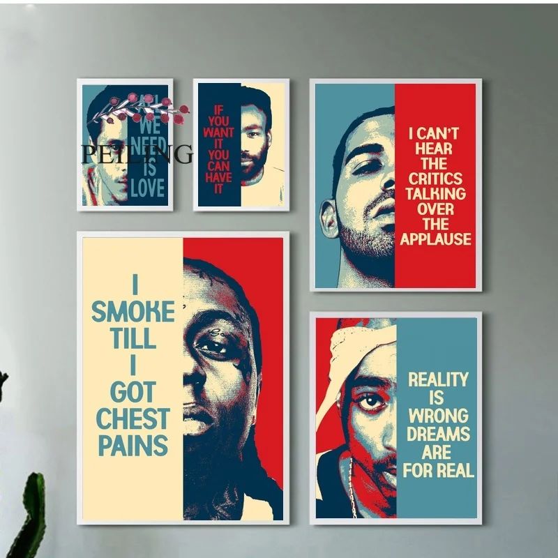 CANSERBERO Childish gambino DRAKE LIL WAYNE Tupac музыкальная звезда художественный холст плакат
