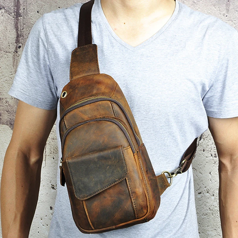 Crazy Horse Cowhide Men Sling Backpack Shoulder Rucksack Cross Body Bags Multi-Pockets High Quality Genuine Leather Chest Bag
Crazy Horse Cowhide Men Sling Backpack Shoulder Rucksack Cross Body Bags Multi-Pockets High Quality Genuine Leather Chest Bag