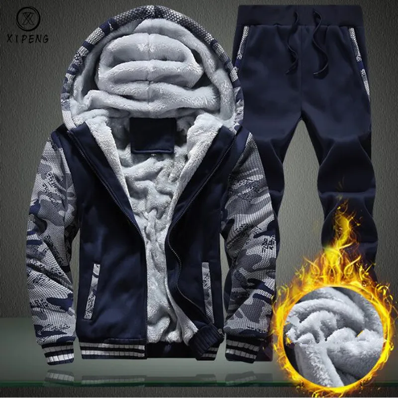 Sporting Camouflage Tracksuit Men 2019 New Winter Thicken Hoodies Hooded Coats Fleece Pants Sportswear Men's Set Warm Suit Man
Sporting Camouflage Tracksuit Men 2019 New Winter Thicken Hoodies Hooded Coats Fleece Pants Sportswear Men's Set Warm Suit Man