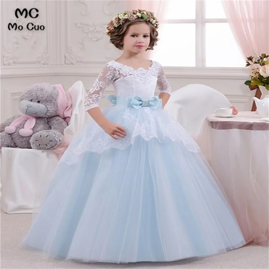 2018 Lovely Ball first communion dresses for girls with 3/4 Sleeves Bow kids evening gown flower girl dresses for weddings
2018 Lovely Ball first communion dresses for girls with 3/4 Sleeves Bow kids evening gown flower girl dresses for weddings