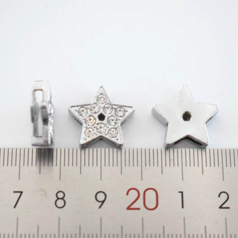 10mm Hole Crystal Rhinestone Star Slide Charms Beads DIY Accessories Handmade Jewelry For Bracelets Key Chains Pet Collar | Украшения и