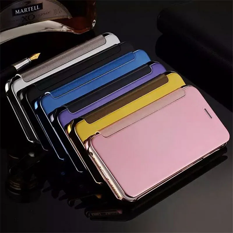 For Samsung Galaxy S5 Case Luxury View Window Clear Plating Mirror Flip I9600 Cover Fundas