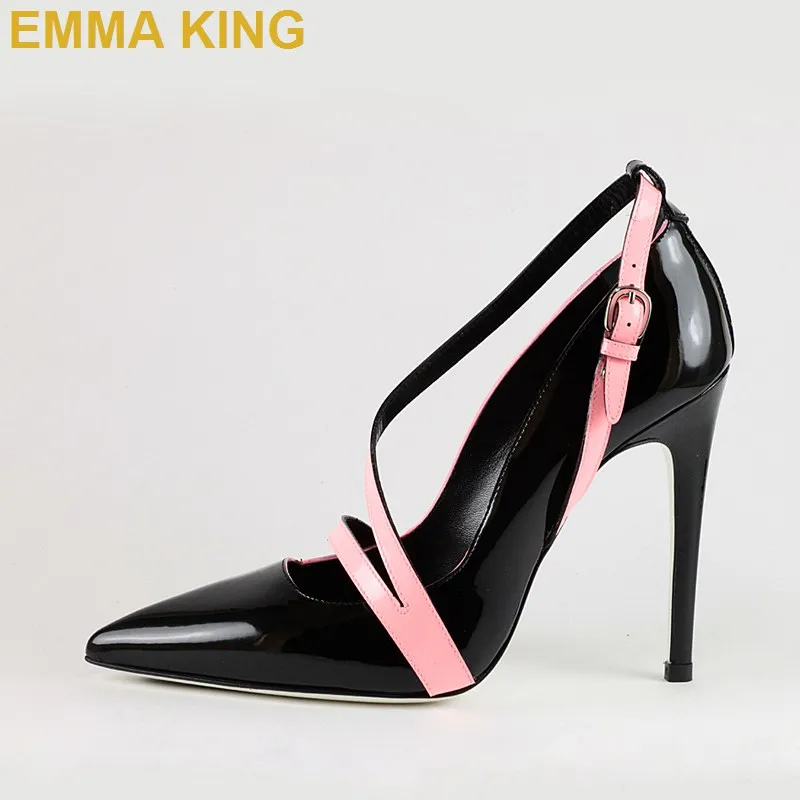 Модные черные женские туфли на высоком каблуке с острым носком шпильке 10 см 12
