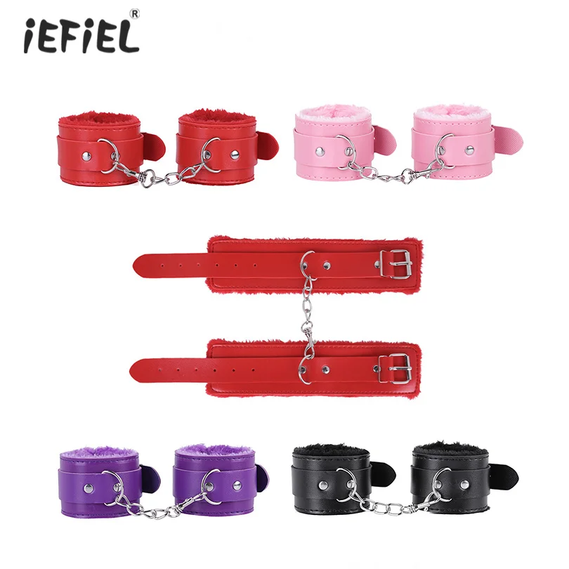 Фото IEFiEL/взрослых игровые наручники из искусственной кожи - купить