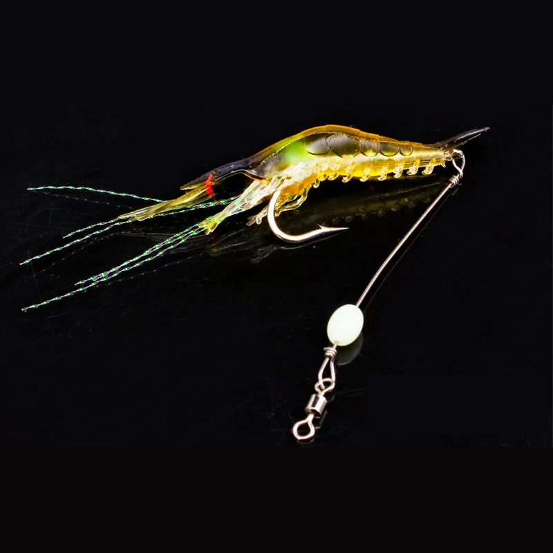20Pcs/Lot 20cm 5.5g Artificial Shrimp Fly Fishing Lures Soft Lure Bait With Hook Luminous Glow Bead Silicon Tackles Kits | Спорт и