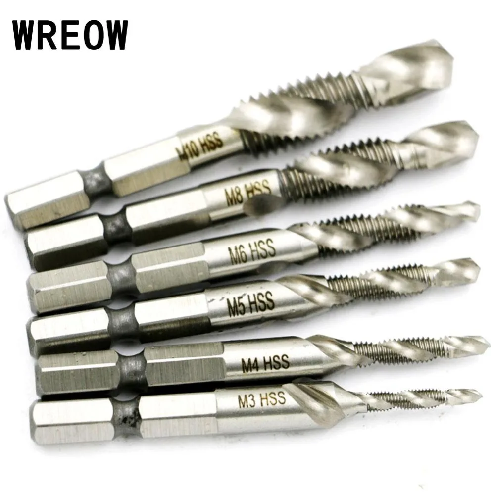 6pcs 1/4 Hex Shank HSS Thread Metric Spiral Screw Hand Plug Composite Tap Drill Bit M3 M4 M5 M6 M8 M10
6pcs 1/4 Hex Shank HSS Thread Metric Spiral Screw Hand Plug Composite Tap Drill Bit M3 M4 M5 M6 M8 M10