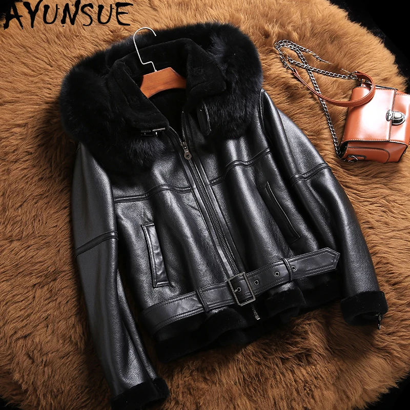 AYUNSUE Genuine Leather Jacket Sheep Shearling Fur Coats 2020 Winter Jacket Women Fox Fur Collar 100% Real Sheepskin Coat MY3701
AYUNSUE Genuine Leather Jacket Sheep Shearling Fur Coats 2020 Winter Jacket Women Fox Fur Collar 100% Real Sheepskin Coat MY3701
