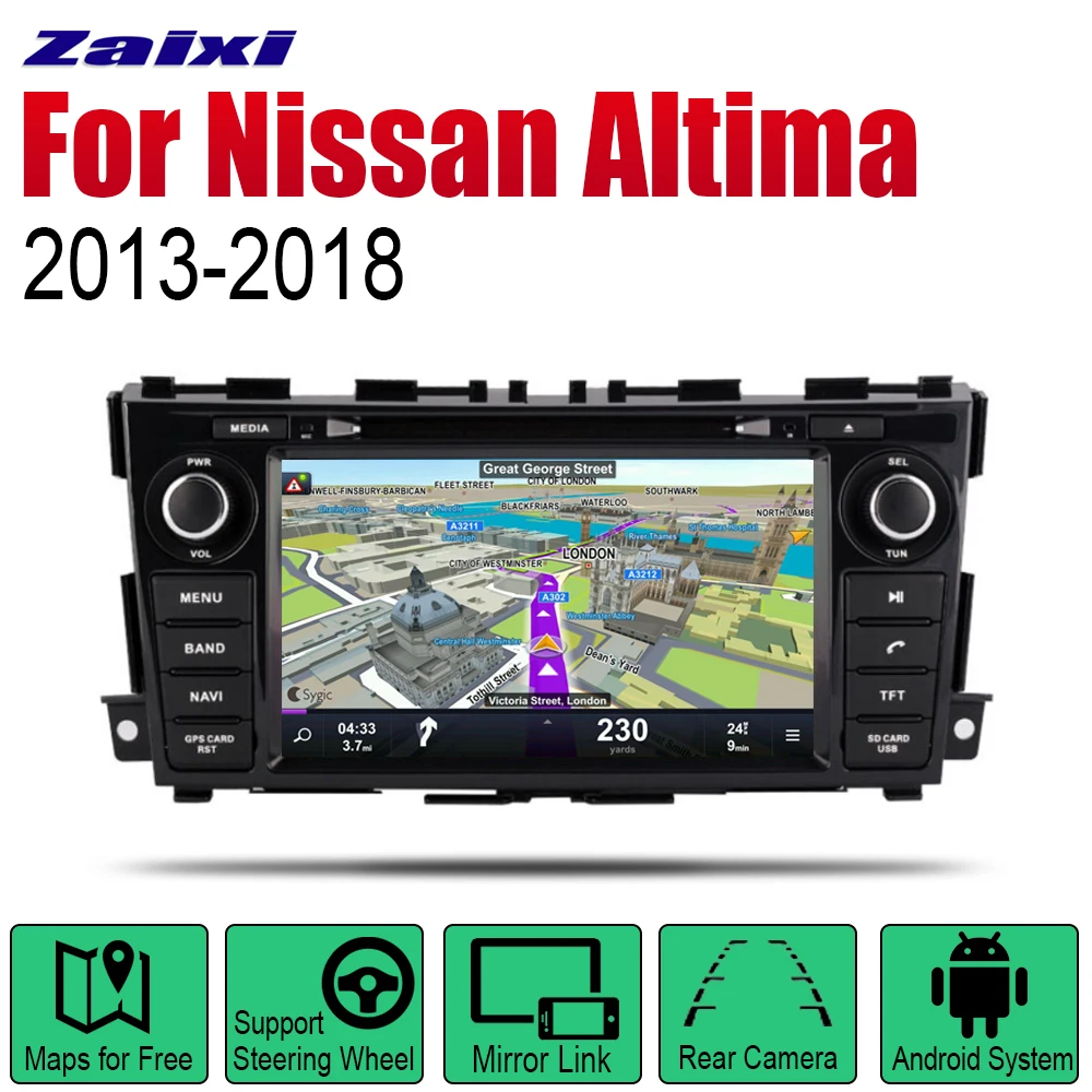 Автомагнитола на Android стерео GPS навигация для Nissan Altima / Teana 2013 ~ 2018 Bluetooth Wi Fi
