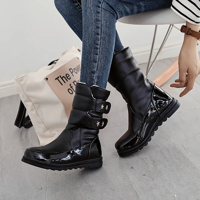 WETKISS Patent Pu Women Mid Calf Boots Round Toe Warm Thick Plush Footwear Platform Female Boot Snow Shoes Women 2018 Winter
WETKISS Patent Pu Women Mid Calf Boots Round Toe Warm Thick Plush Footwear Platform Female Boot Snow Shoes Women 2018 Winter
