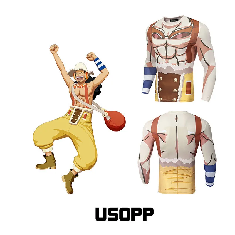 Японское аниме ONE PIECE Usopp Мужская футболка для фитнеса с длинным рукавом 3D принт