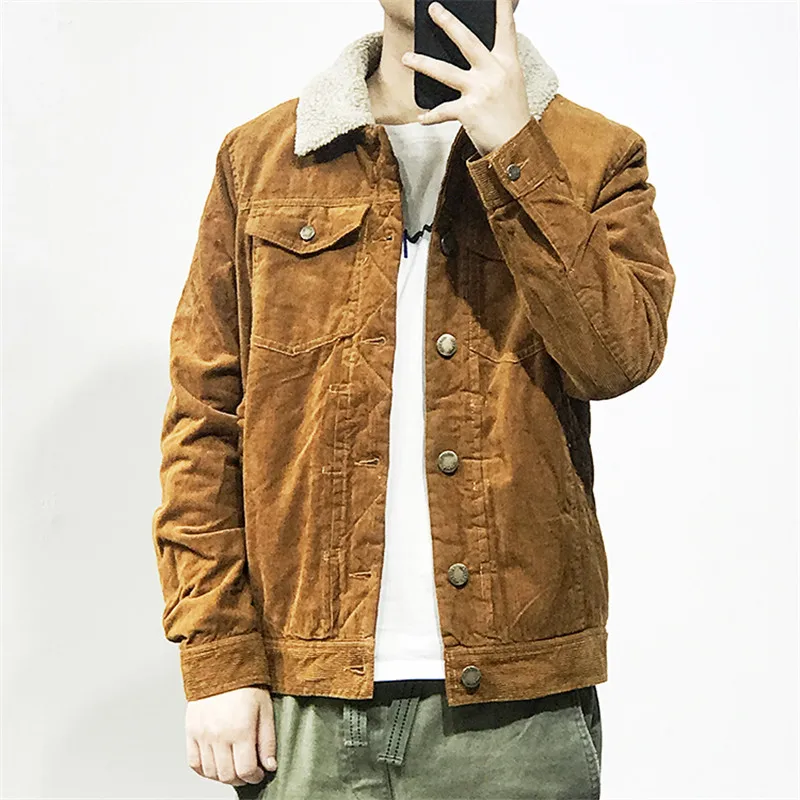 Japanese Retro tide brand Corduroy Tooling jacket Lamb fur collar jacket Thickening plus velvet Coat Color Khaki / Navy Size XXL
Japanese Retro tide brand Corduroy Tooling jacket Lamb fur collar jacket Thickening plus velvet Coat Color Khaki / Navy Size XXL