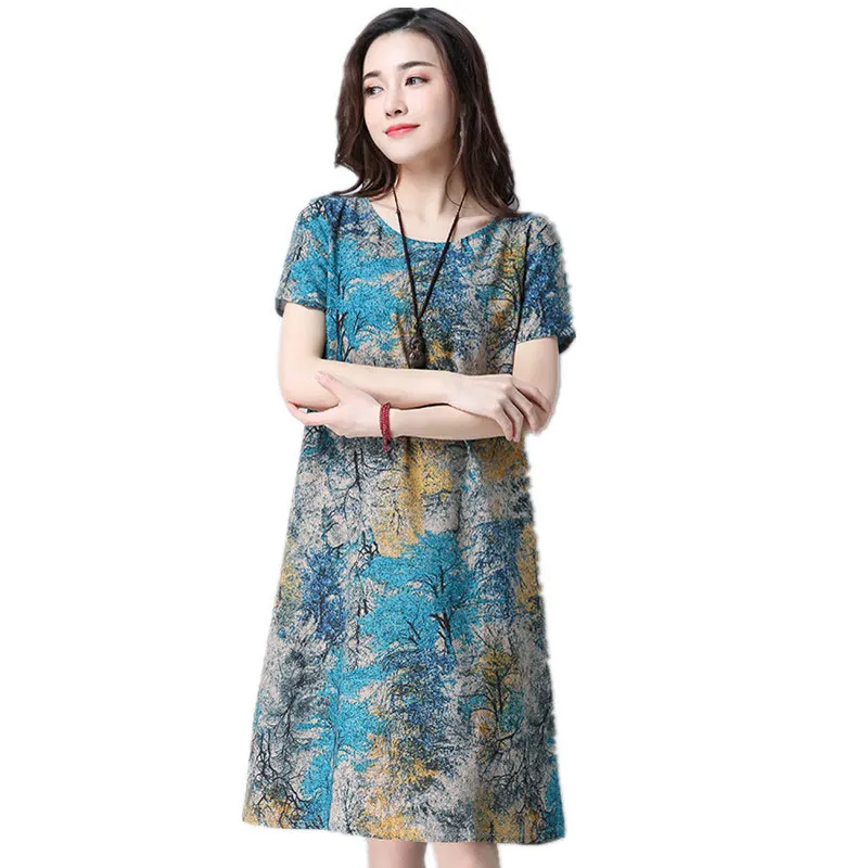 New Fashion Floral Prints Cotton Linen Summer Dress Casual Loose Short Sleeves O-neck A-Line Plus Size Women Dress QH0024
New Fashion Floral Prints Cotton Linen Summer Dress Casual Loose Short Sleeves O-neck A-Line Plus Size Women Dress QH0024