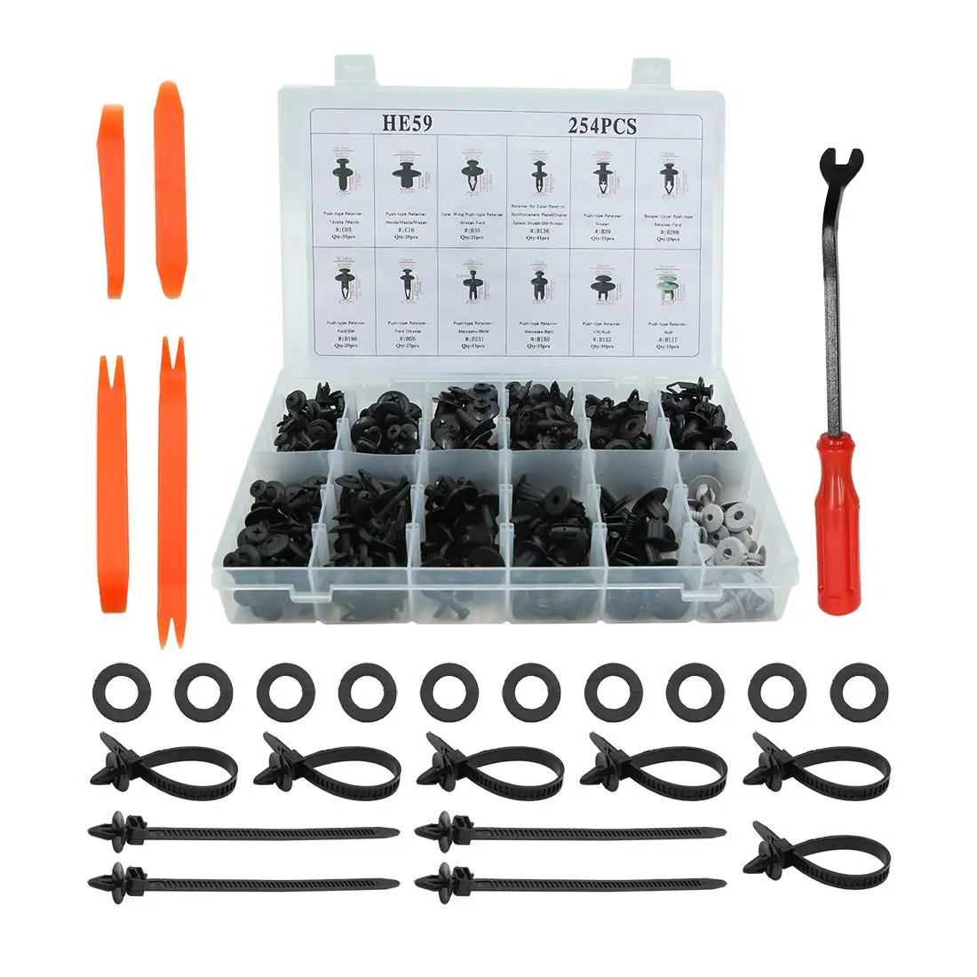 uxcell 254pcs Plastic Clips Push Pin Rivets Fasteners Set Car Bumper Fender Retainer Trim Panel Screws Kit w Remover Tool Cable
uxcell 254pcs Plastic Clips Push Pin Rivets Fasteners Set Car Bumper Fender Retainer Trim Panel Screws Kit w Remover Tool Cable