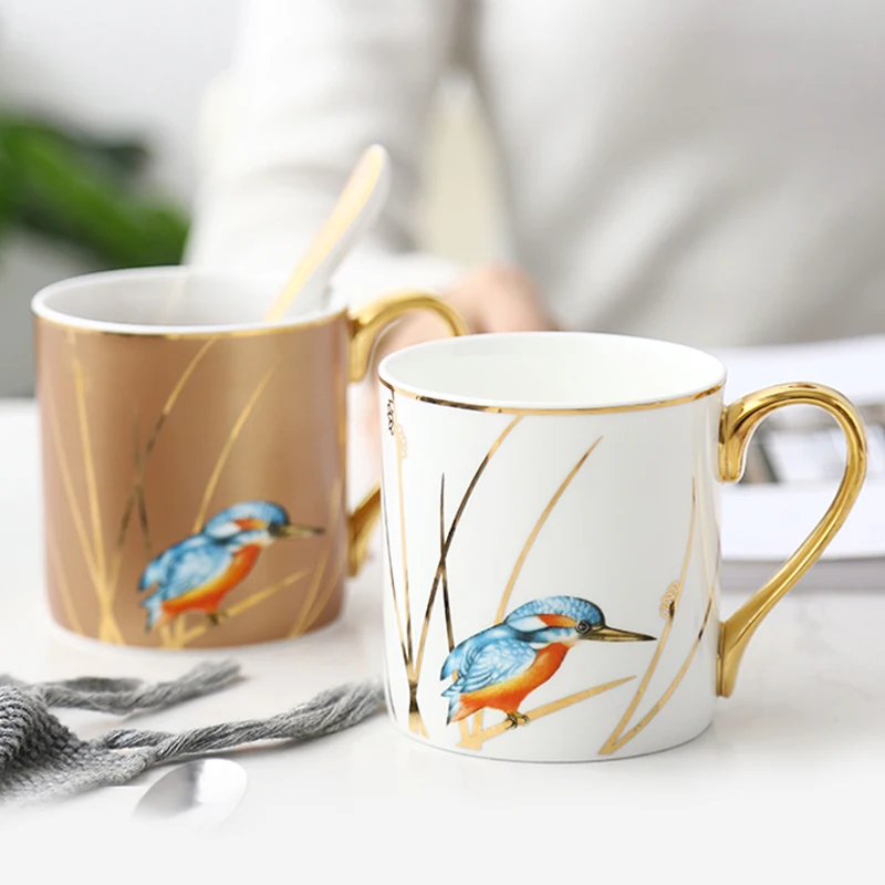 

ceramic mug Kingfisher rural style porcelain mug personality large-capacity ceramic water cup coffee milk lemon juice cups