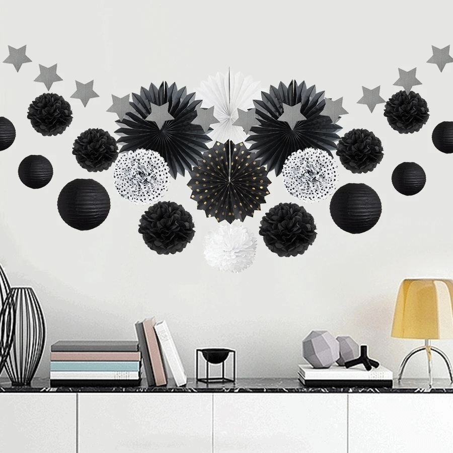 Black Party Decoration Kit Circle Garland Polka Dots Paper Fans Lanterns Pom Poms for Wedding Princess Birthday Party Showers
Black Party Decoration Kit Circle Garland Polka Dots Paper Fans Lanterns Pom Poms for Wedding Princess Birthday Party Showers
