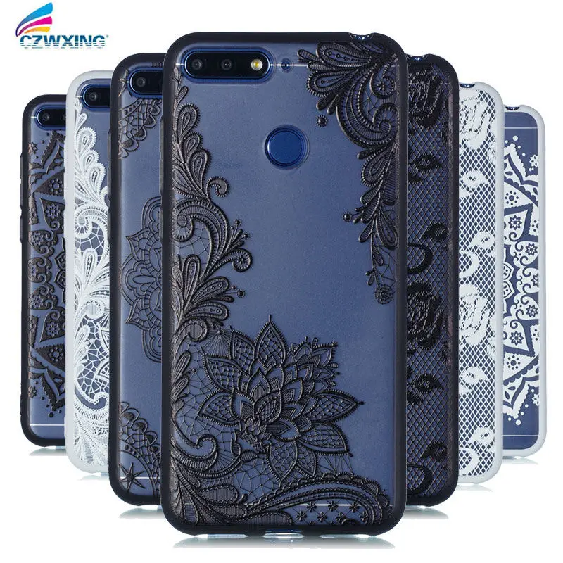 Floral Lace Mandala Case For Huawei Honor 7C Hard PC+TPU Silicone Phone 7 C AUM-L41 Honor7C 5.7 |