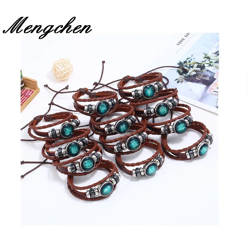 12 Zodiac Signs Bracelet 12 Constellation Mens Bracelets beaded Handmade Charm Leather Bracelet Punk Rock Men Jewelry
12 Zodiac Signs Bracelet 12 Constellation Mens Bracelets beaded Handmade Charm Leather Bracelet Punk Rock Men Jewelry