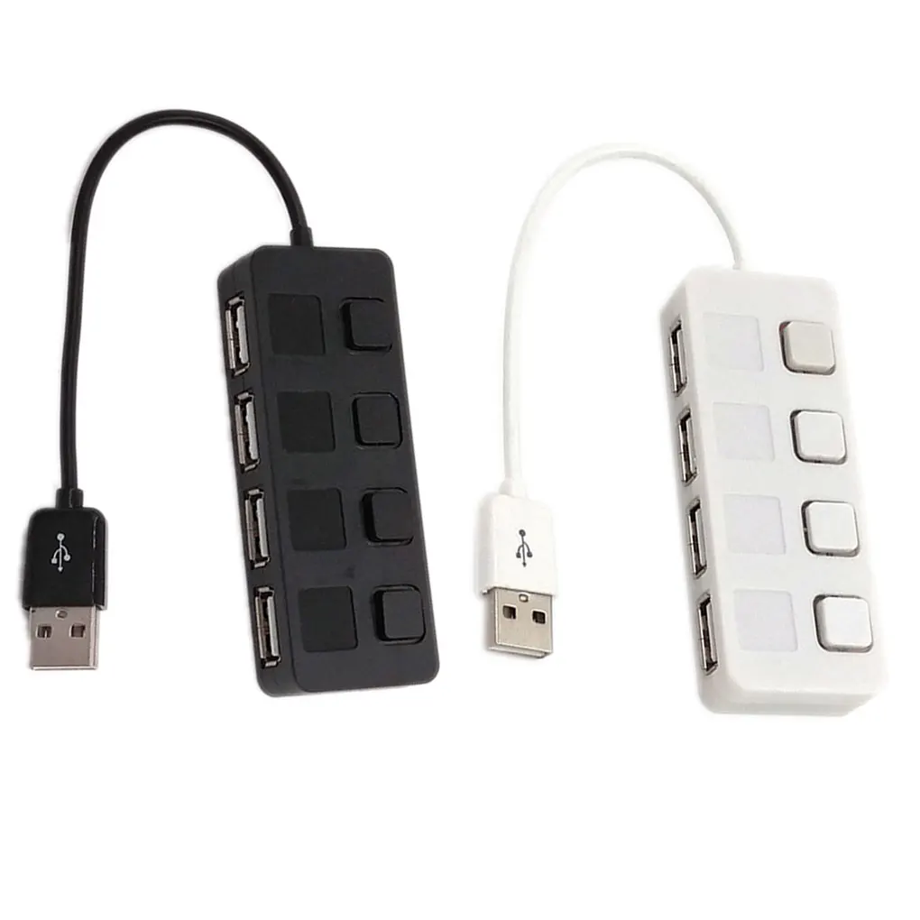 

1 Drag 4 Mini USB Splitter Adapter Laptop Notebook Computer PC USB2.0 Hub LED Indicator Individual Button Switch