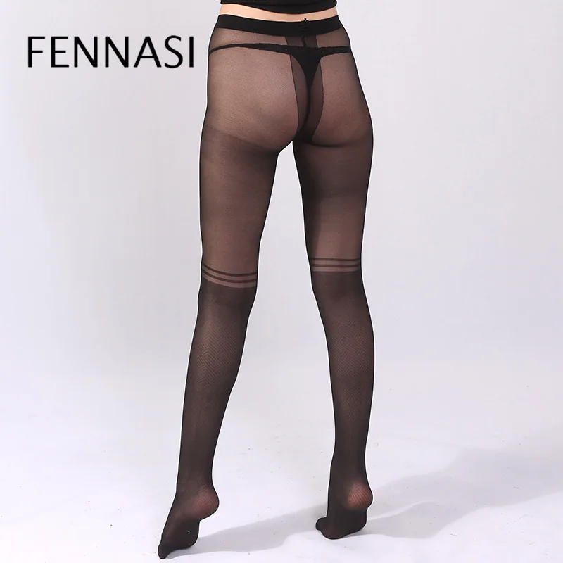 Женские колготки FENNASI с жаккардовым рисунком в полоску лоскутные до колена
