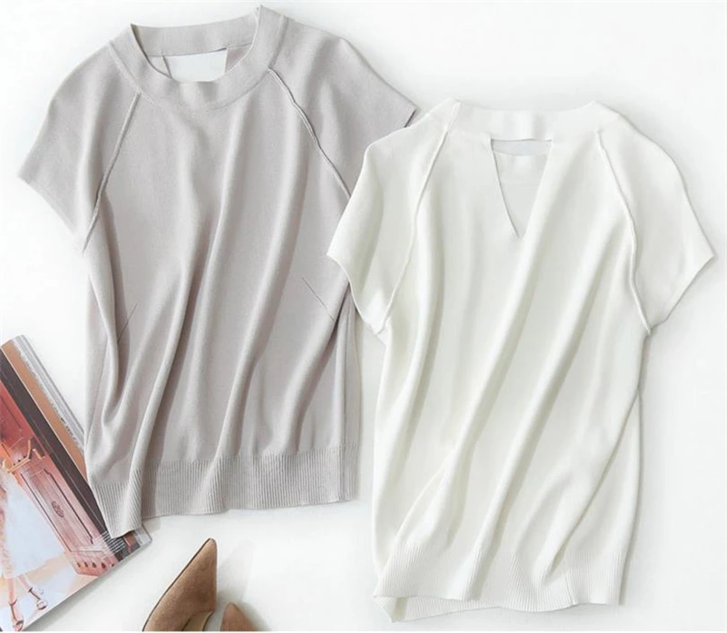 tencel nylon blend thin knit women spring summer fashion pullover tshirt short sleeve solid color S-XL
tencel nylon blend thin knit women spring summer fashion pullover tshirt short sleeve solid color S-XL