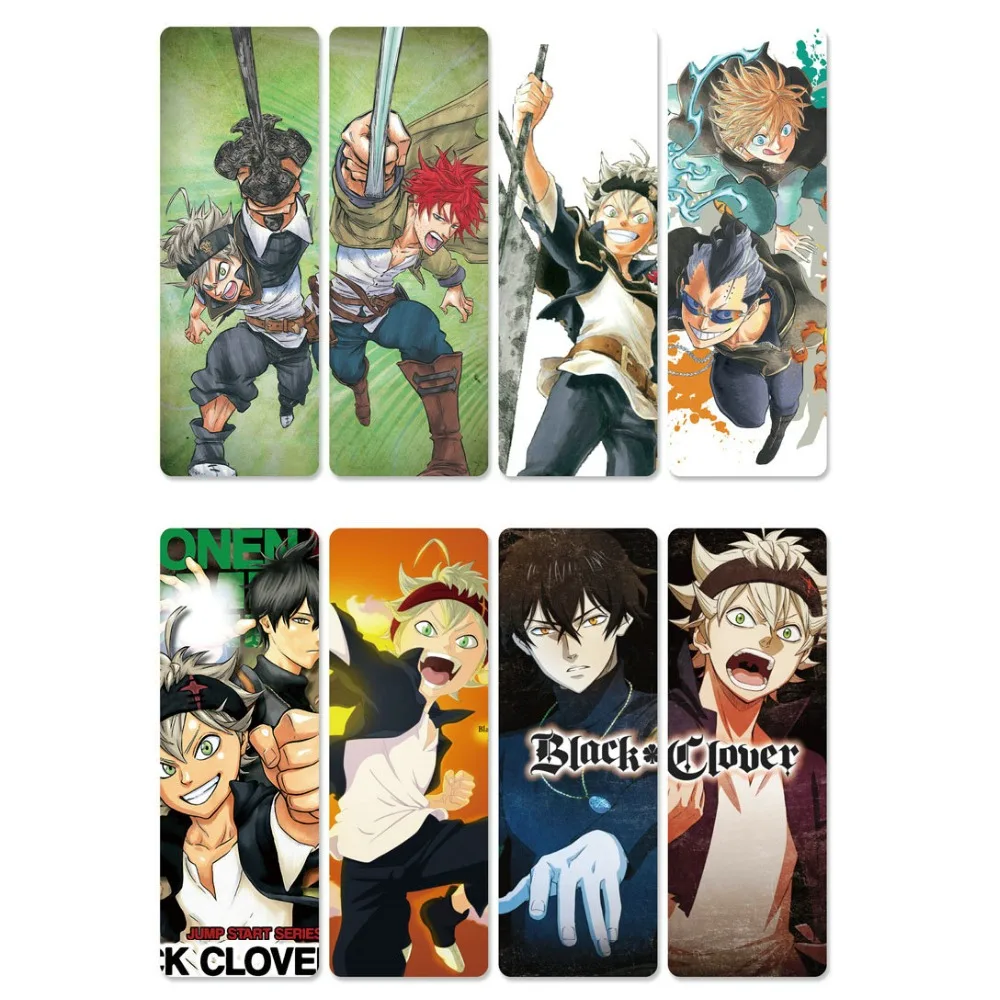 8pcs Anime Black Clover Bookmarks Waterproof Transparent PVC Plastic Bookmark Beautiful Book Marks Gift | Этикетки индексы и