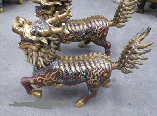 xd 001424 26"China bronze Cloisonne deer horn Red Kirin Fire Kylin Pair god animal Statue
xd 001424 26"China bronze Cloisonne deer horn Red Kirin Fire Kylin Pair god animal Statue