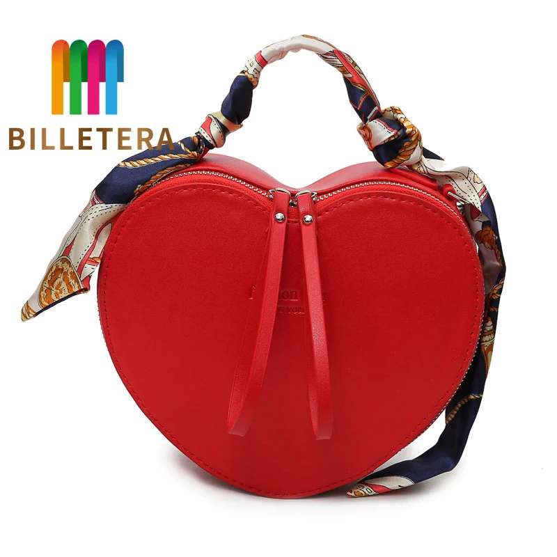 BILLETERA Heart Shape Bags For Girls PU Leather Solid Color Woman Crossbody Bag Fashion Popular Individuality Hangbags Ladies | Багаж и