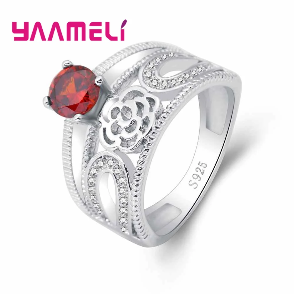 Elegant Rings Jewelry 925 Sterling Silver With Red Cubic Zirconia Women Wedding Party High Quality Gift Hollow Flower
Elegant Rings Jewelry 925 Sterling Silver With Red Cubic Zirconia Women Wedding Party High Quality Gift Hollow Flower