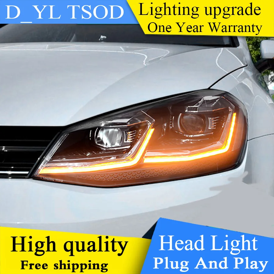 

Car Styling Head Lamp for VW Golf7 Headlights Golf 7 MK7 MK7.5 2013-2017 LED Headlight H7 D2H Hid Angel Eye Bi Xenon Beam