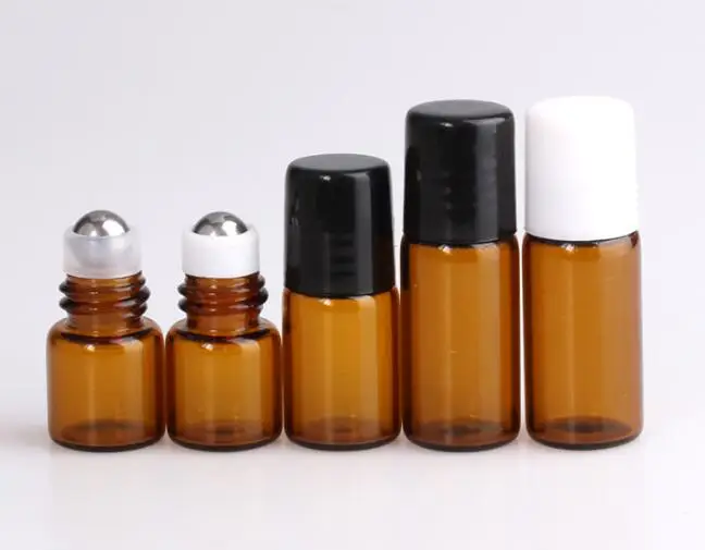 

100pcs/lot 1/2/3/5/10ML glass roll on bottle for essential oils,refillable perfume containers with stainless steel roller ball