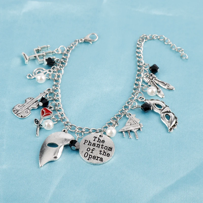 Movie The Phantom of the Opera Bracelet for Women Mask Violin Pendant Jewelry Zinc Alloy Bracelets Girls | Украшения и аксессуары